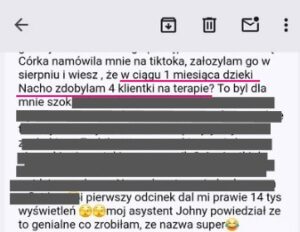 Zrzut ekranu opinii Marty o Asystentach AI i rolkach pisanych przez Nacho