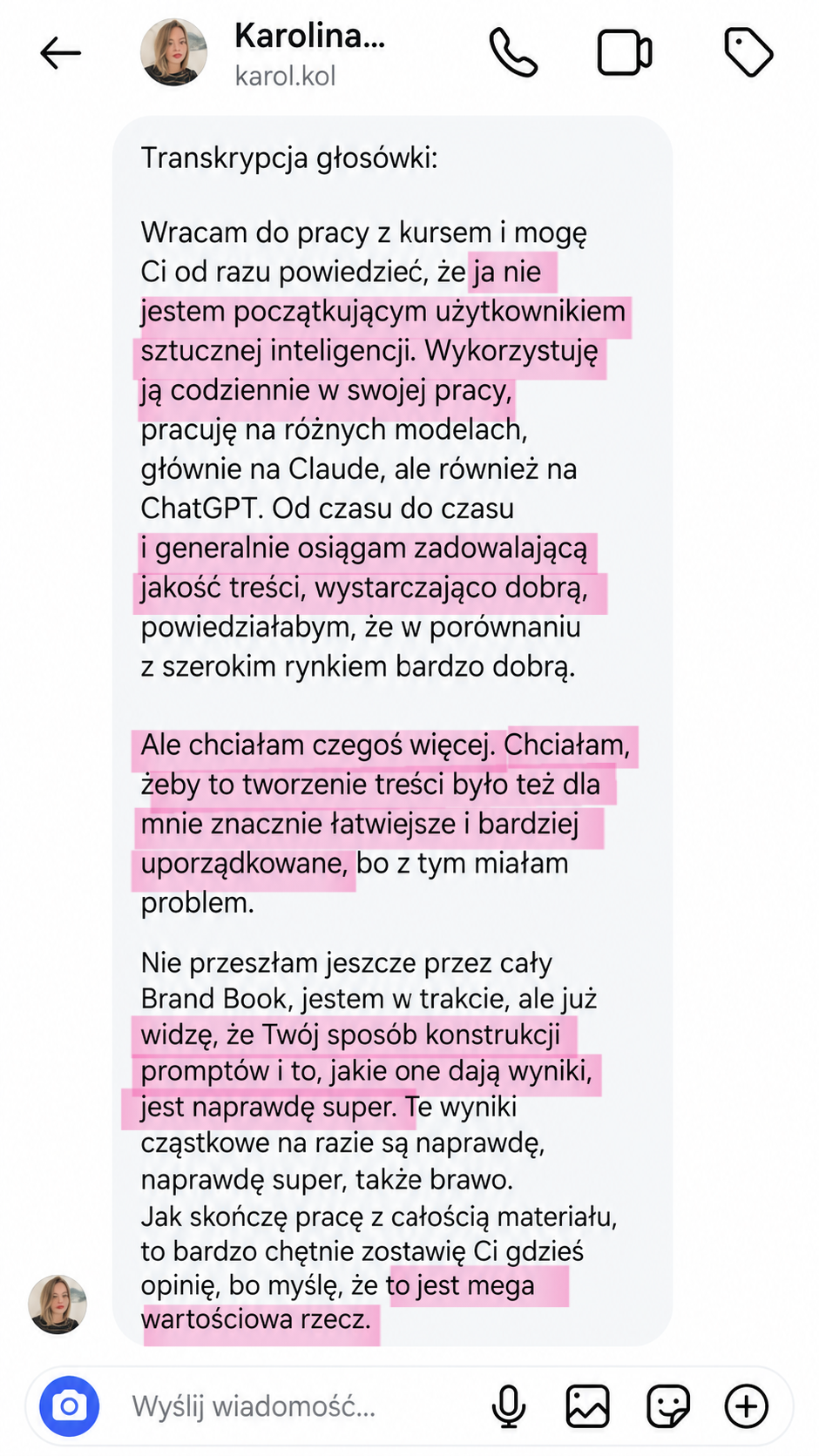 Opinia Karoliny